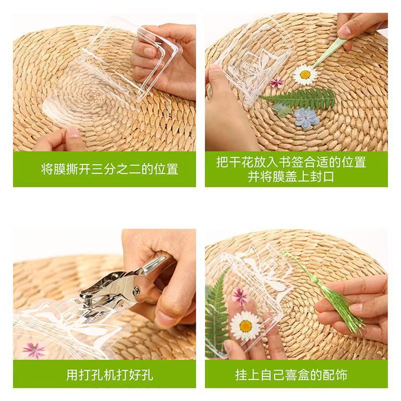 Creativo primavera espécimen de plantas caseras estudiantes transparentes flores película de plástico sellado actualizada bordilla DIY flores secas marcadores