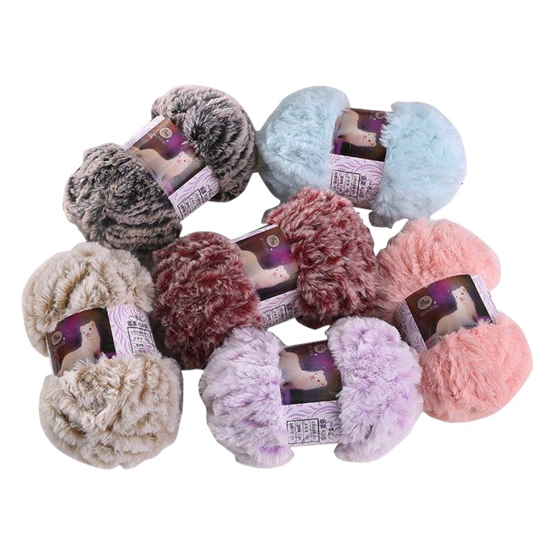 Imitación de visón terciopelo grueso lana tejida a mano DIY Imitación Piel terciopelo visón terciopelo sombrero bufanda manta hilo al por mayor