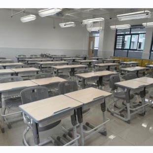 Factory primary and secondary school student desk and chair single adjustable height desk and chair training institution MDF desk and chair