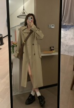 Veee春季入场券 显瘦质感韩版卡其色风衣中长款休闲廓形秋季外套