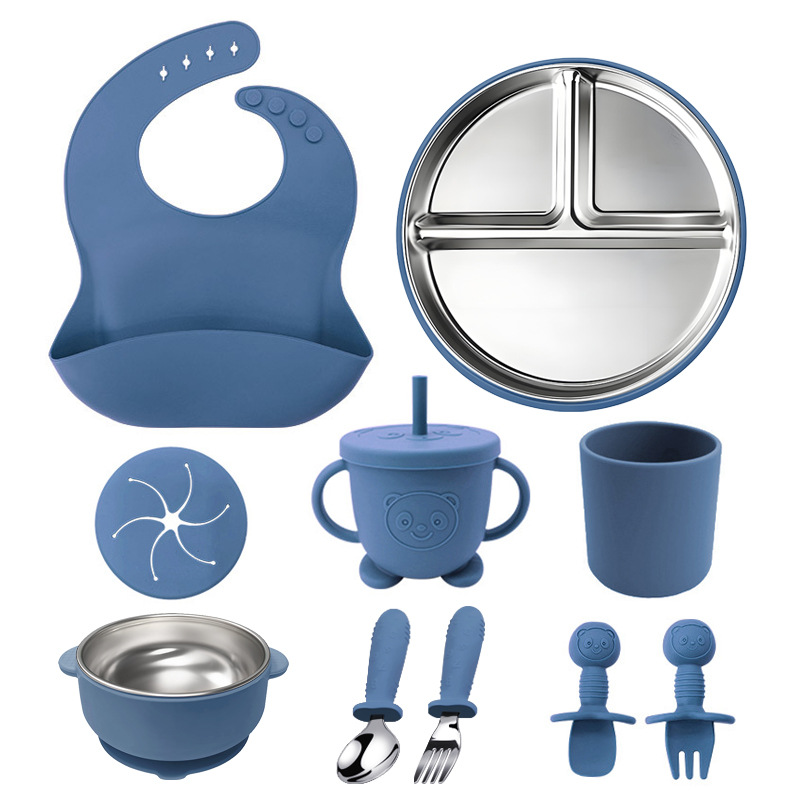 Juego de diez piezas de vajilla para niños de Amazon Juego de platos de comedor de acero inoxidable 304