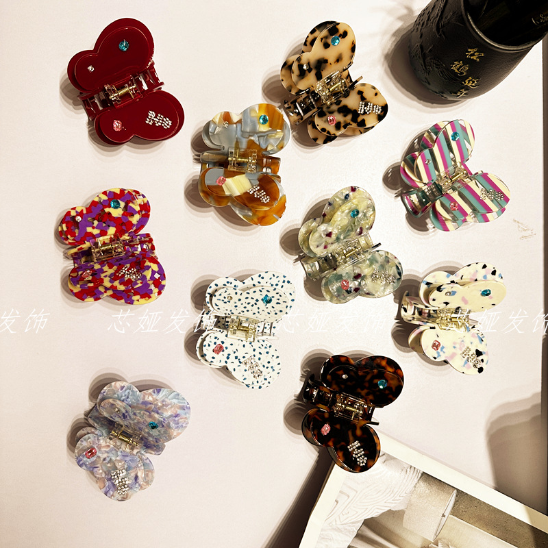 Acetate Double-Layer Butterfly Hair Clip/Imaginary Gemstone Clip