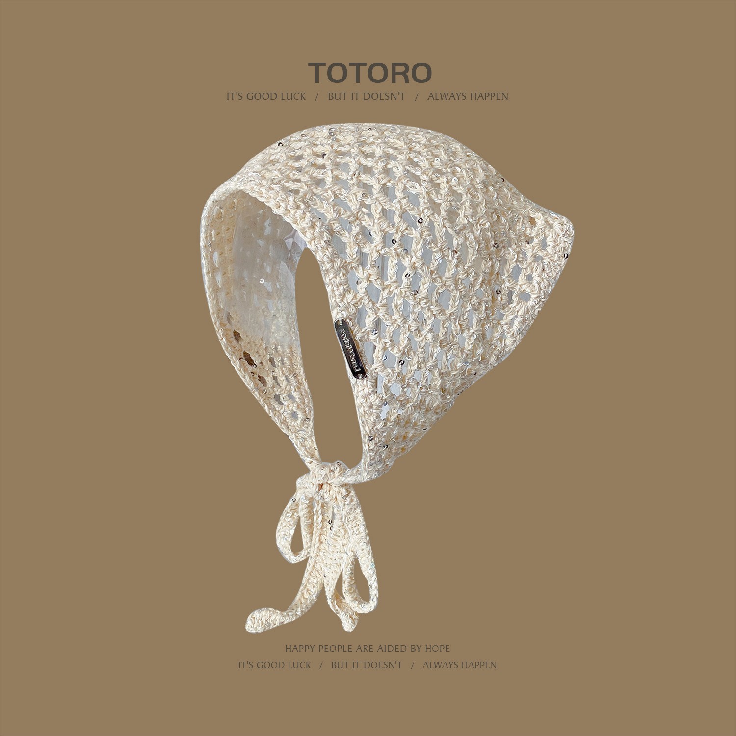 Francia cereza toallas triangulares mujeres primavera y otoño viajes padres-hijos gancho de punto flores hueco pañuelo de arte correa de pelo gorro