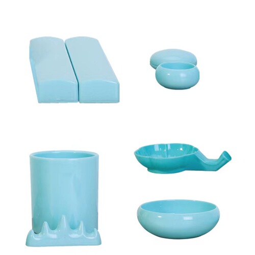 Water dish, ink dish, palette, small brush, Five Fingers Mountain brush holder, pen stand, pen wash, brush rack, jade-like replica, anti-slip plastic, two-in-one