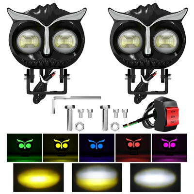 Cross-Border Hot-Selling Motorcycle Led Headlights, Motorcycle headlights, headlights - flowing-water-owl-set-switch