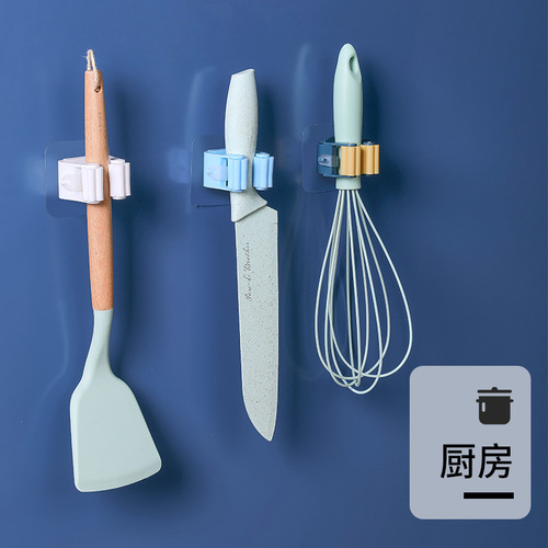 T punch-free mop holder bathroom mop hook bathroom multi-purpose sticky hook broom hanger card holder mop clip