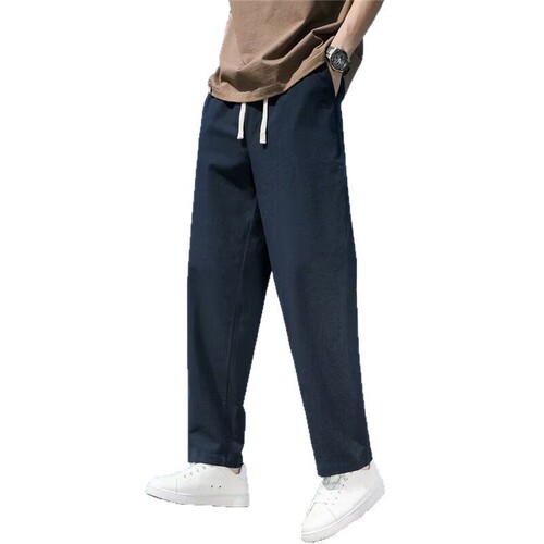 Men's Linen Trousers 2025 New Summer Cotton-Linen Thin Trousers with Drape Wide Leg Loose Fit Versatile Straight Leg Casual Trousers