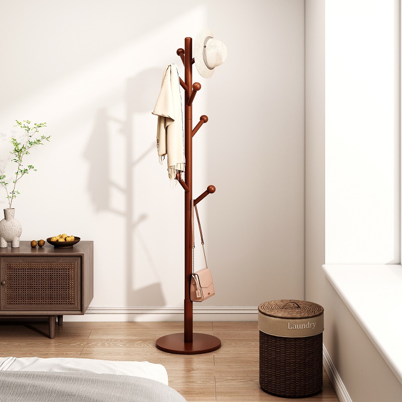 Percha de madera maciza percha de piso a techo para dormitorio percha para ropa doméstica percha para sala de estar percha simple perchero interior