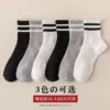 Black + white + gray double stripes [3 pairs]