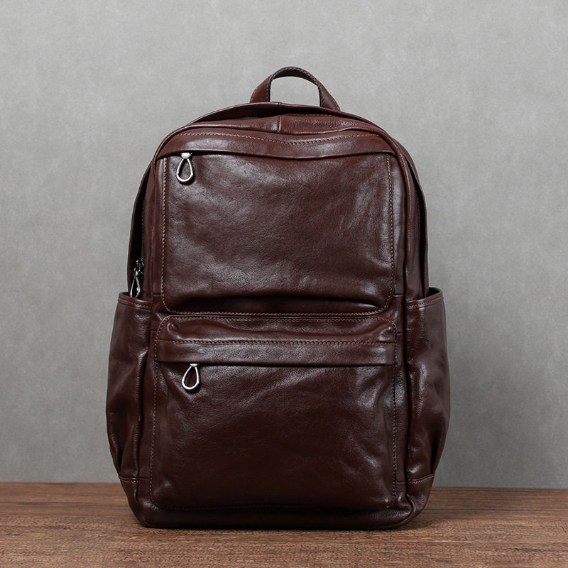 Ba lô nam da bò cổ điển dung tích lớn 36–55L, ngăn đựng laptop 15.6 inch, 30×17×43 cm — Màu cà phê, Màu nâu, đen