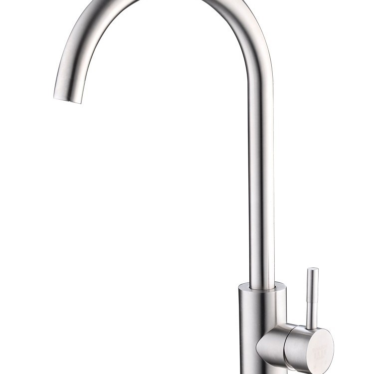 Cocina de acero inoxidable grifo caliente y fría pintura de acero inoxidable grande curvado cepillado de siete palabras fregadero de agua mezclada lavabo grifo image 14