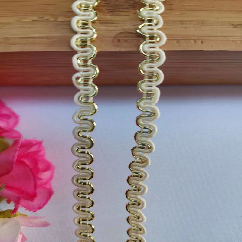 0,5 cm colorido encaje de Color Étnico onda encaje en forma de EE. UU. Onda encaje dorado suministro directo de fábrica