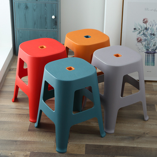 Thickened Nordic plastic stool household adult mature plastic chair living room simple square stool plastic bench high stool wholesale