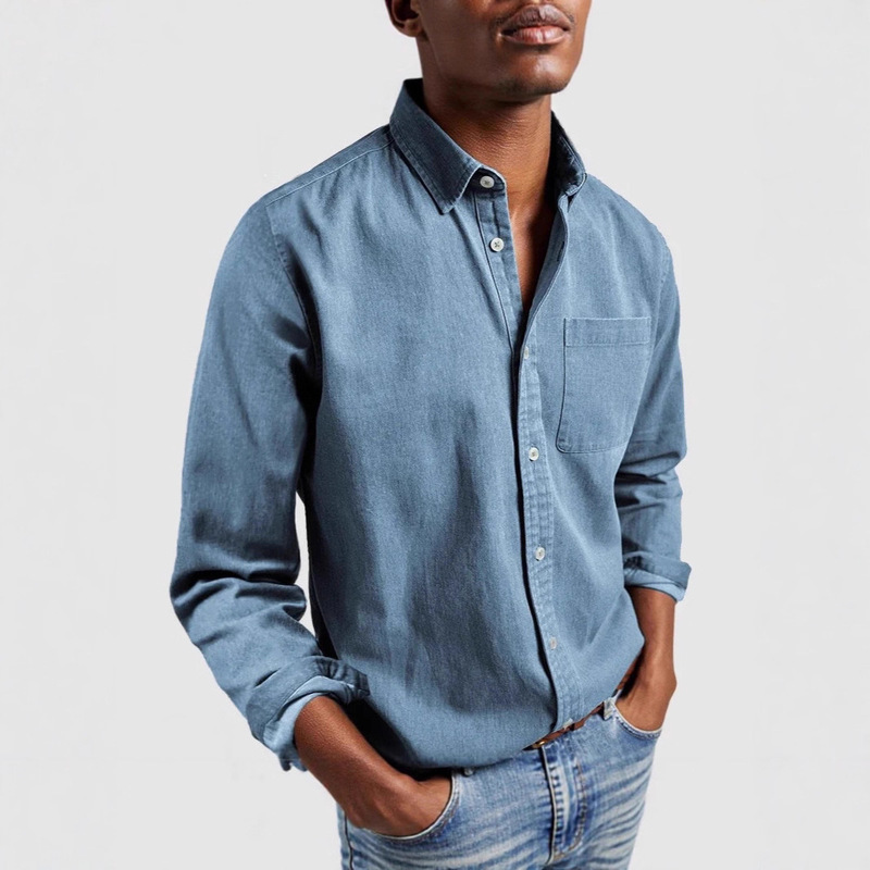 2025 Cross-Border Export Summer New Amazon Independent Station Men's Shirt New Long-Sleeved Lapel Men's Shirt