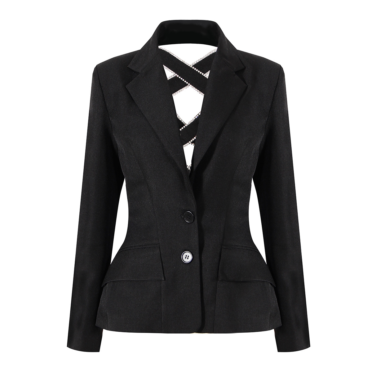 Niche Fashion Jacket For Women 25 Spring New Style Back Cross Hollow Bow Heavy Embroidery Slim Waist Suit_voghion.com