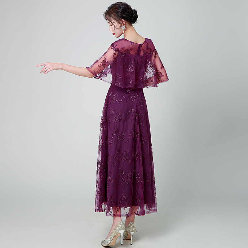 Long fitted lace evening dress