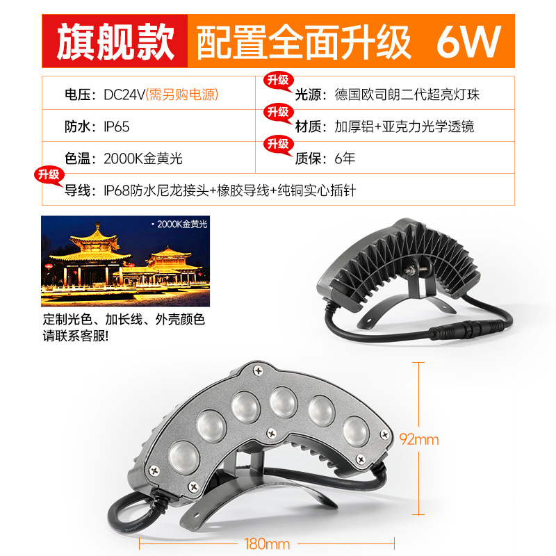 DC24V-6W 플래그십 모델 - 독일 오스람 칩 (2000K 황금빛)