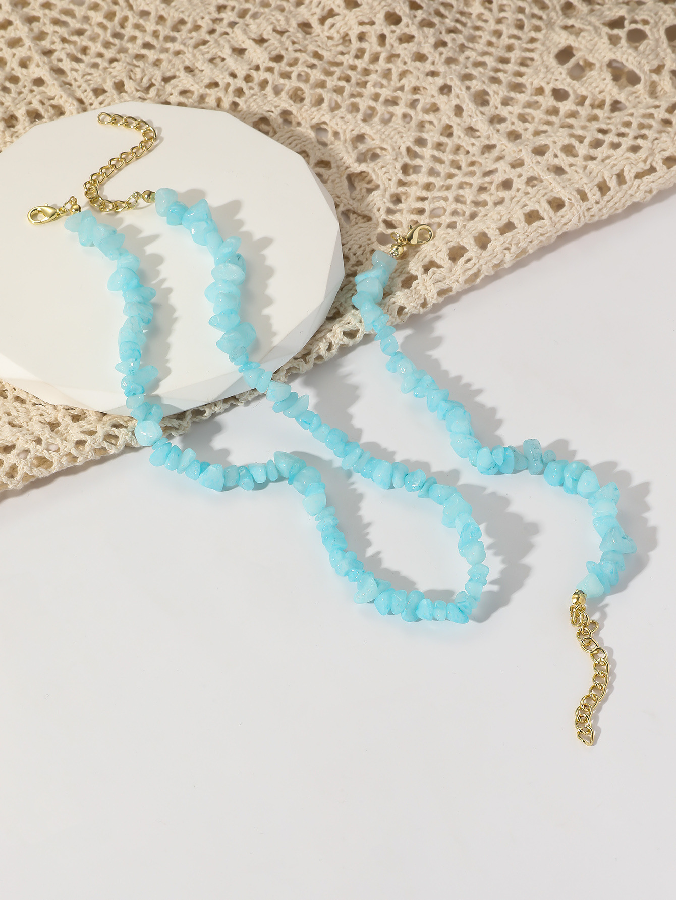 Amazon Hot European And American Jewelry Crystal Stone Beaded Natural Stone Necklace Handmade Color 