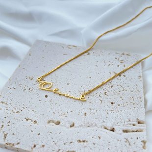 Customized English Name Necklace for Women, Fashionable and Light Luxury Stainless Steel Gold Titanium Steel Jewelry, Light Luxury Customization