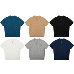 762男性モデルif刺繍小標poloシャツ新純色襟四季ニット半袖男神ootd必須