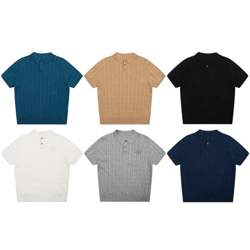 762男性モデルif刺繍小標poloシャツ新純色襟四季ニット半袖男神ootd必須|undefined