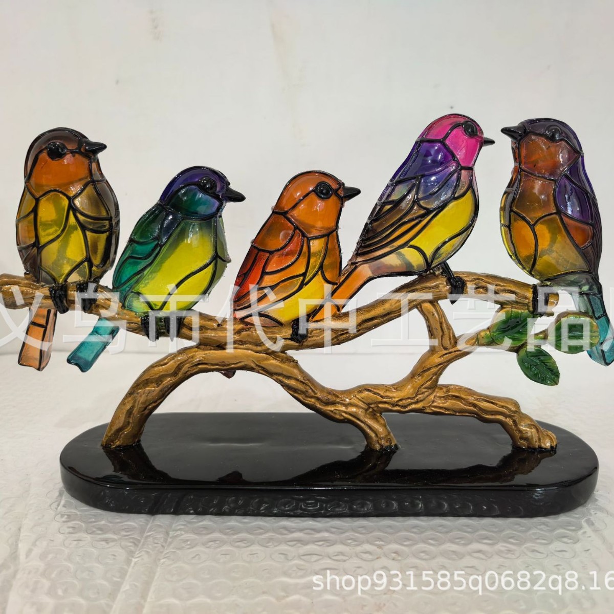 수지 입체형 새 5마리