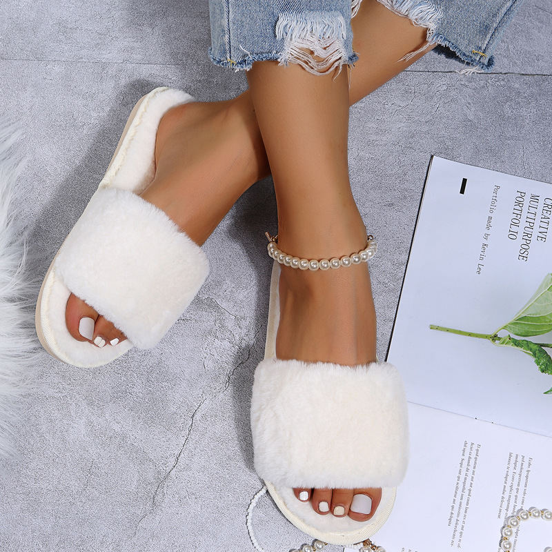 Velvet Plush Open-Toe Closed-Toe Autumn Indoor Lightweight Cushioned Memory Foam Breathable Indoor Shoes House Shoes_voghion.com