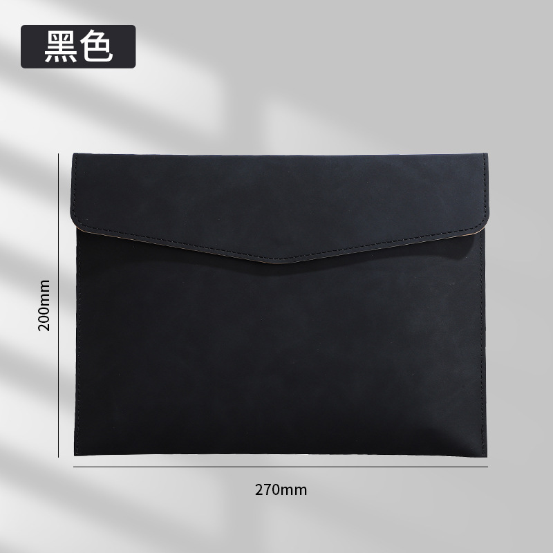 A5 가죽 서류가방 - 블랙
