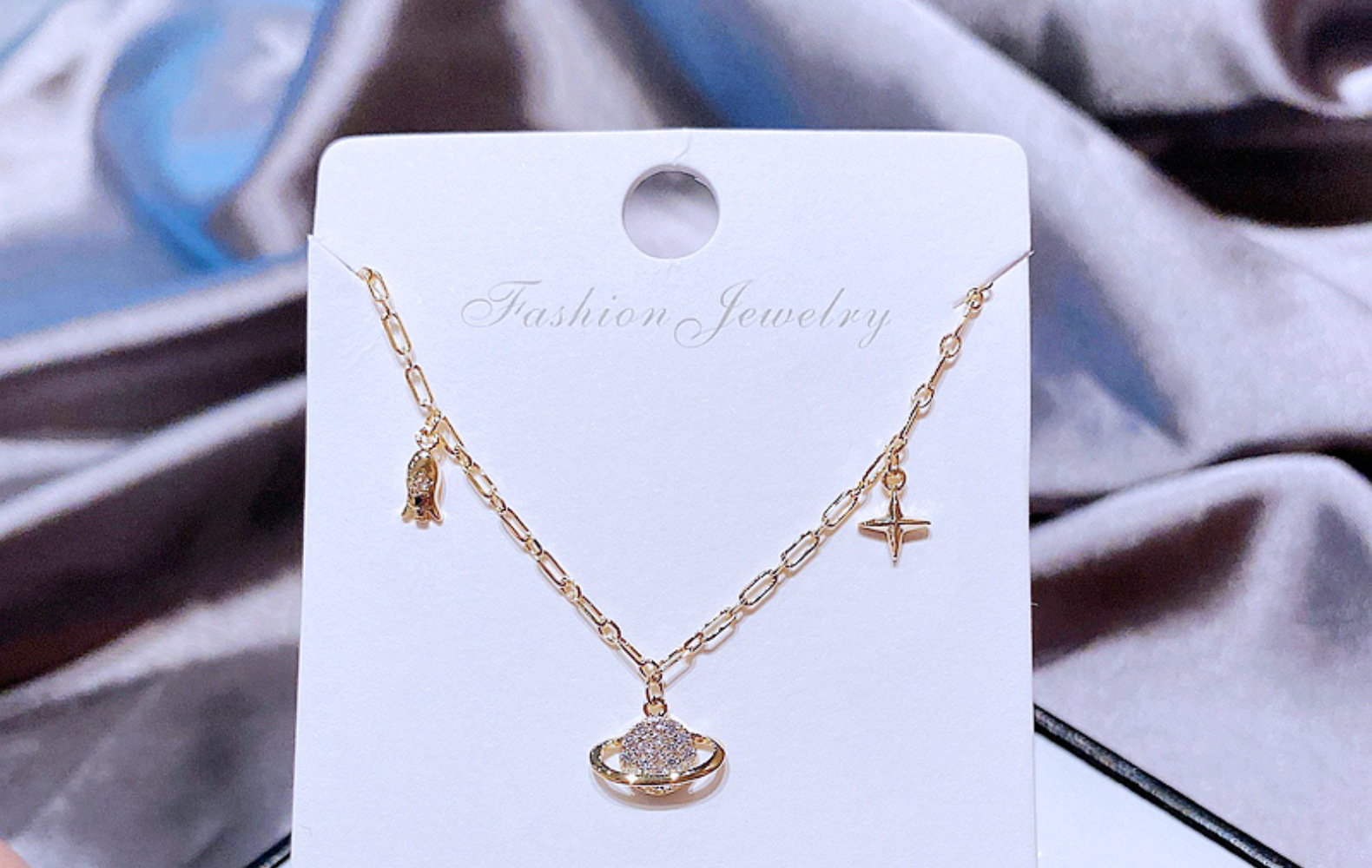 small planet pendant copper inlaid zircon necklace wholesale nihaojewelry