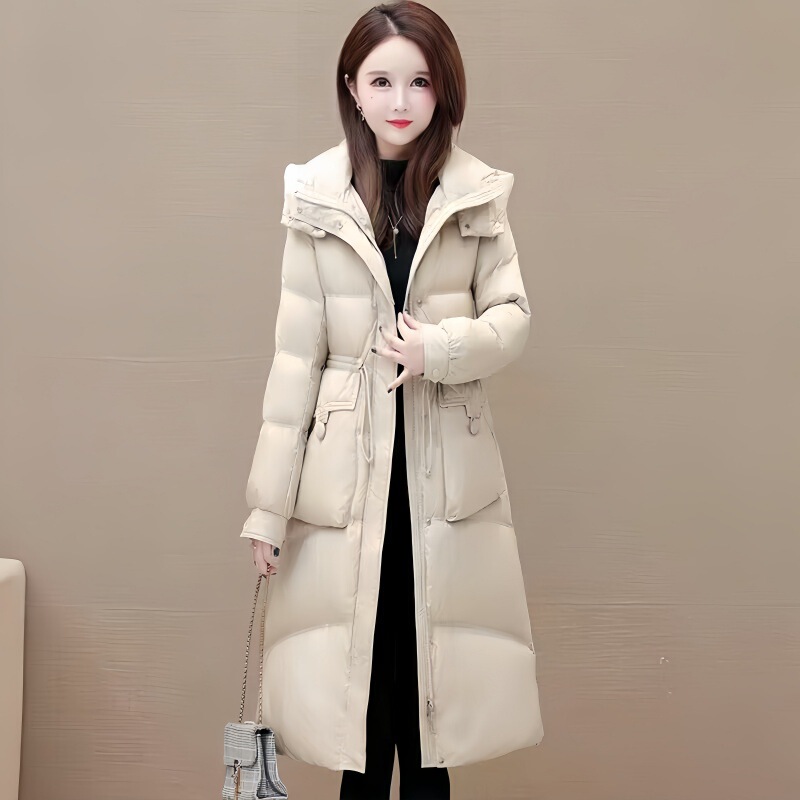 Big Brand Stylish Red down Jacket for Women, Winter 2024 New Model, Waist-Cinching White Duck down Mid-Length Coat for Mothers