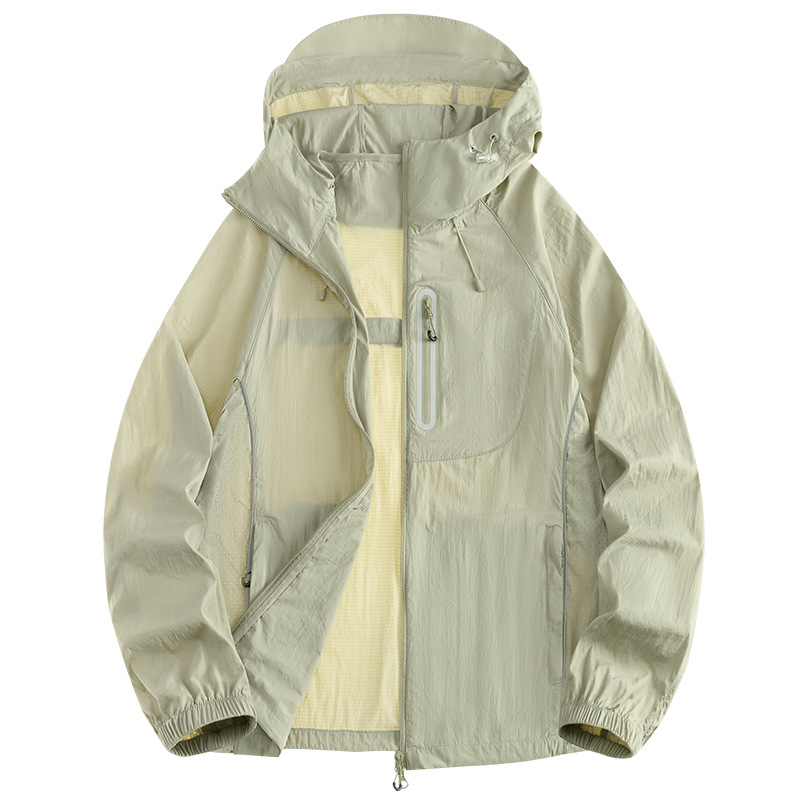 Outdoor Sun Protection Clothing for Men and Women, Mountain Sports Hiking Lightweight Jacket, Ice Silk Anti-Uv Quick-Drying Hooded Skin Jacket