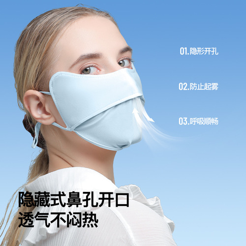 Summer UV protection eye corner sun protection women's open breathable ear-hanging thin ice silk sunshade mask