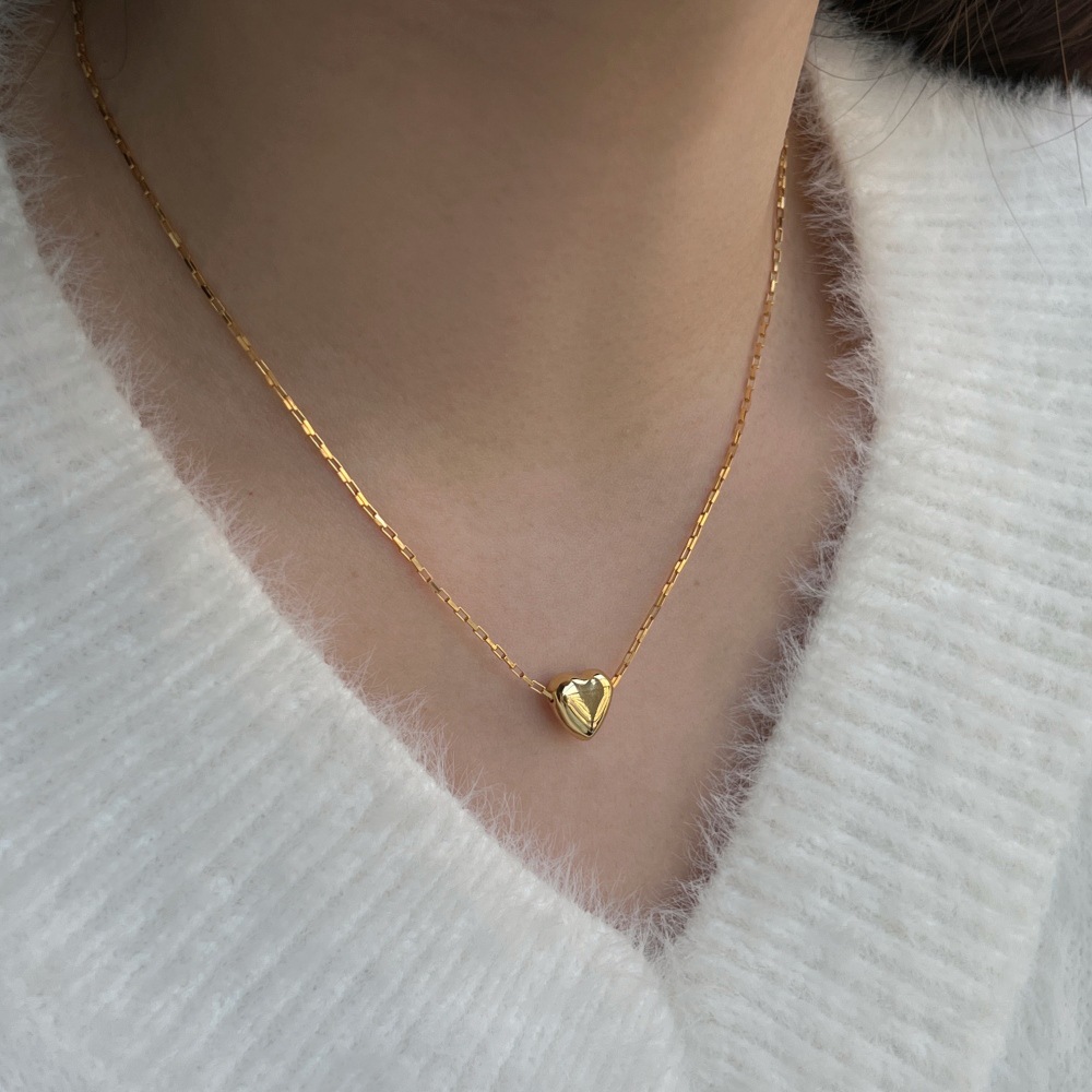 Heart Shape Pattern 925 Sterling Silver Plating Heart Shape Necklace