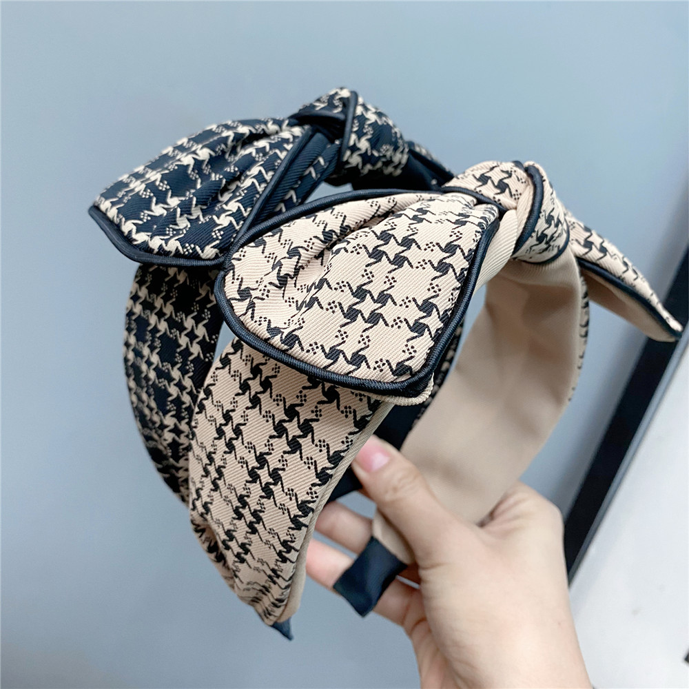 New Lattice Bow Headband Wash Face Hair Band French Korean With Wire Headdress display picture 4