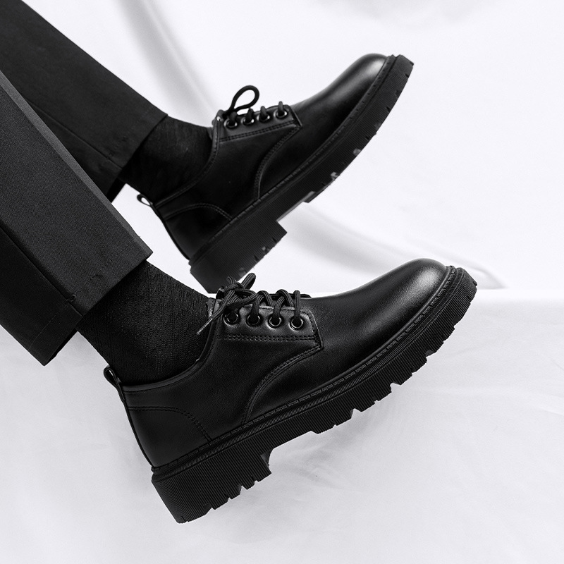 Suit Leather Shoes Men's Autumn British-style Business Dress Student Height-increasing Casual Soft-soled Waterproof Black Big-toe Shoes Suit Leather Shoes Men's Autumn British-style Business Dress Student Height-increasing Casual Soft-soled Waterproof Black Big-toe Shoes