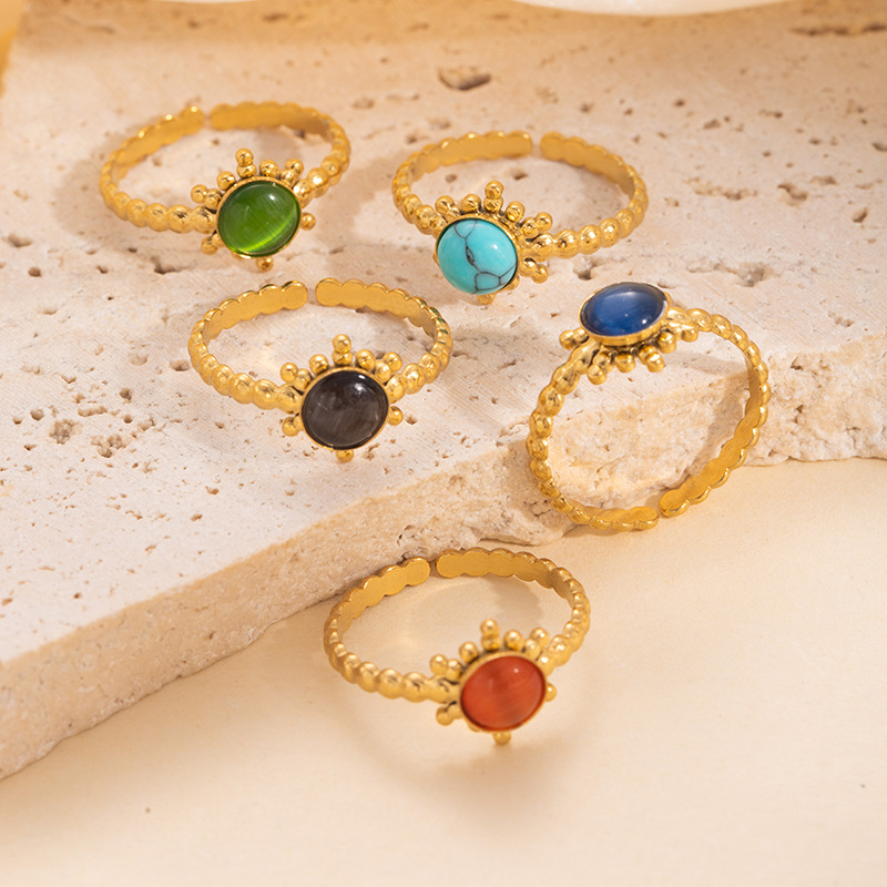 Multicoloured small design universal elegant one size ring stainless…
