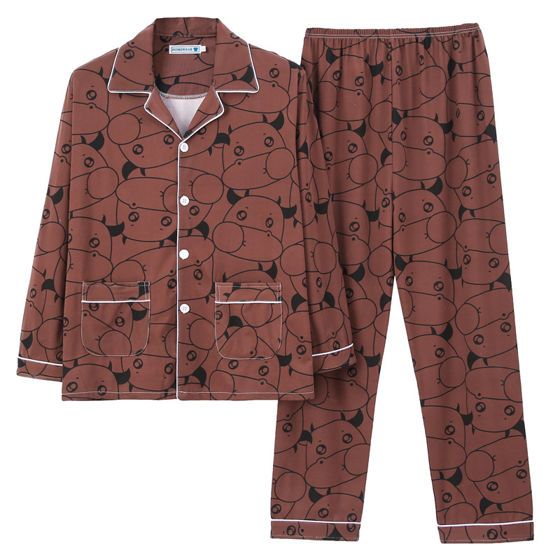 Pijamas de los hombres de manga larga de algodón de primavera y otoño delgada más el tamaño de prendas de vestir exteriores de los hombres pijamas de invierno homewear