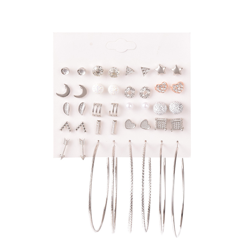 Simple Diamond Geometric Earrings 20 Pairs Set display picture 6