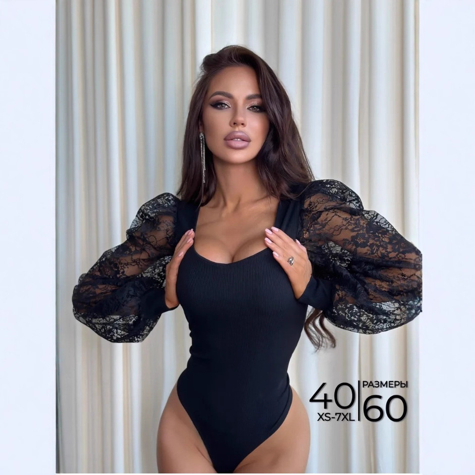 欧美女士夏季性感连体衣女装修身蕾丝长袖拼接春秋外穿