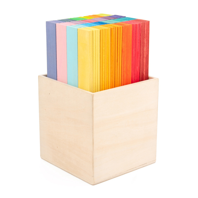 Bloques de construcción de arco iris para niños de madera juguetes bebé color cognición educación infantil altura apilamiento 3-10 años Juguetes