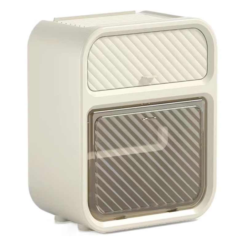 Caja de pañuelos de baño estilo crema Luz Baño de lujo ponche libre estante de almacenamiento de doble capa montado en la pared rollo de papel caja de pañuelos