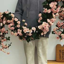 假装饰花藤条吊顶空调阳台管道玫瑰缠绕花藤吊篮藤椅装饰遮挡