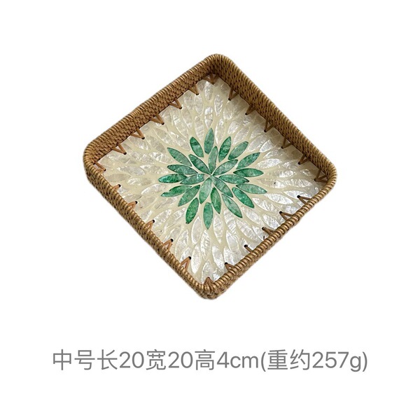 Vietnamese rattan shell tray fruit plate grows square tray household…