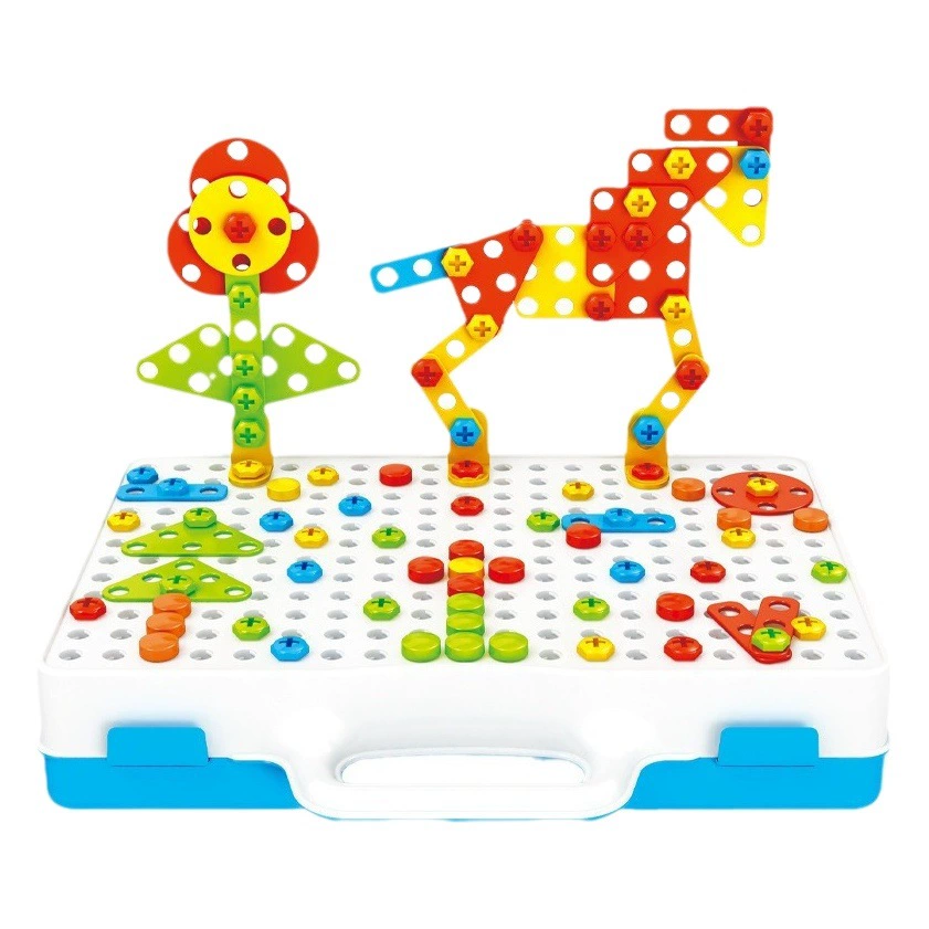 Трансграничная 237 шт., детская ручная электрическая дрель в сборе, игрушка-головоломка «сделай сам», комбинированная гайка, разборка, строительные блоки