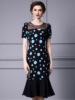 Mesh patchwork polka dot wrap buttocks fishtail skirt for summer
