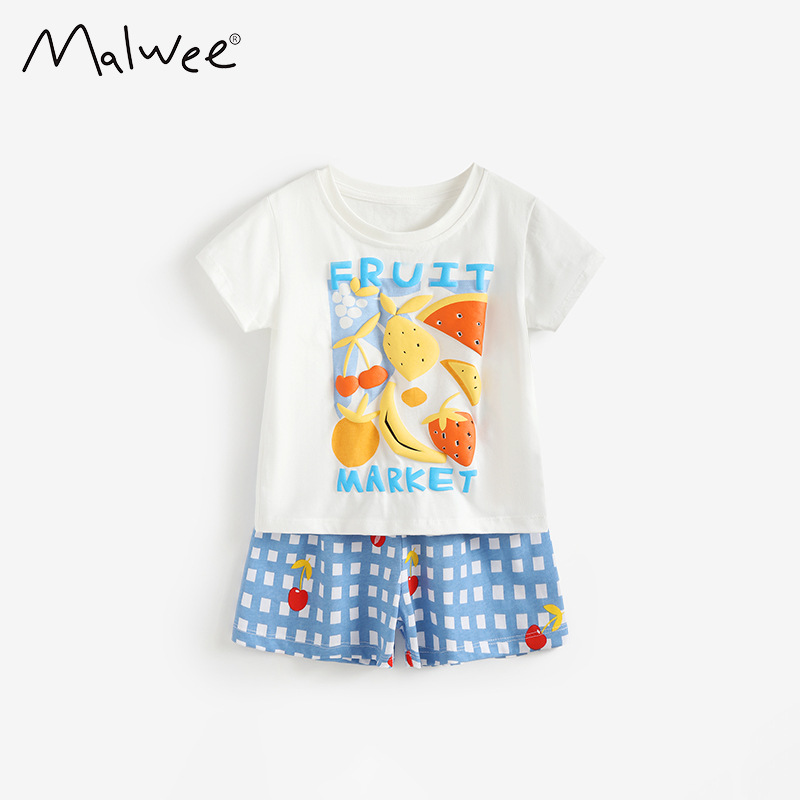 Transfronterizo malwee niñas lindas niñas vestidos de verano nuevos niños europeos y estadounidenses pijamas de cuello redondo T