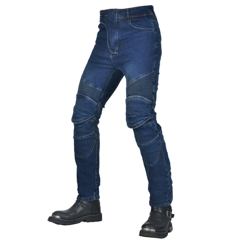 Ventas directas de la fábrica Nuevo alto elástico pantalones vaqueros de montar con cubierta motocicleta montar motocicleta pantalones vaqueros de carreras rectos