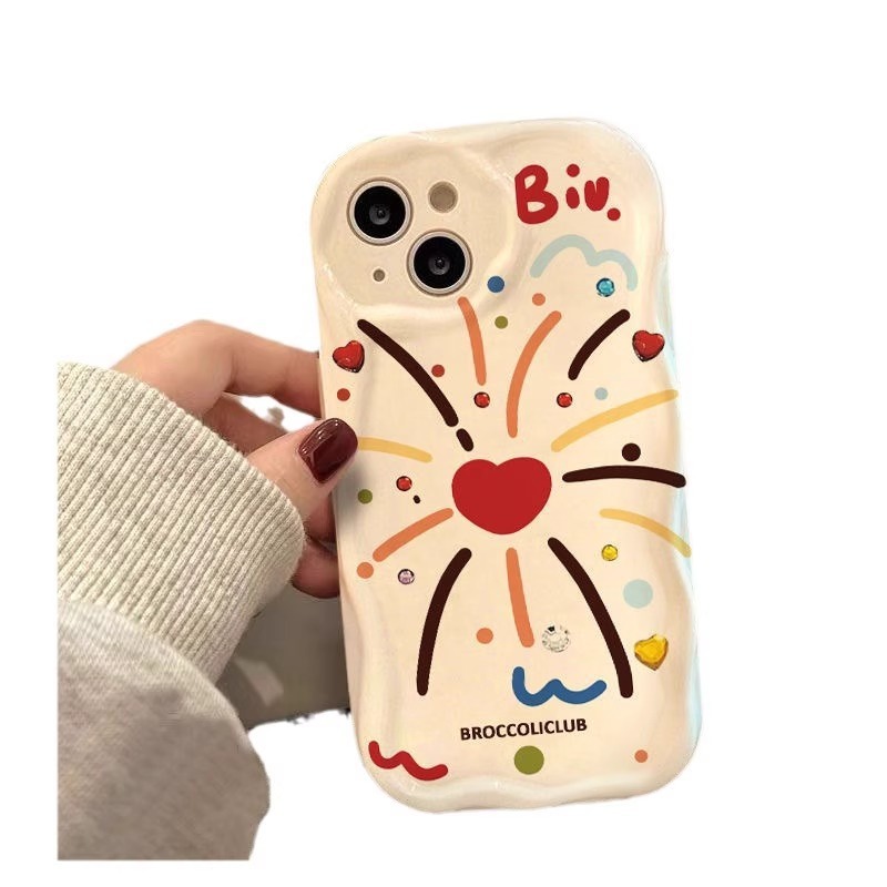 ハートフレイム花火はXiaomi 15PRO携帯電話ケースCIVI3クリームレッドRice Note14クールK70 Extremeに適しています。|undefined