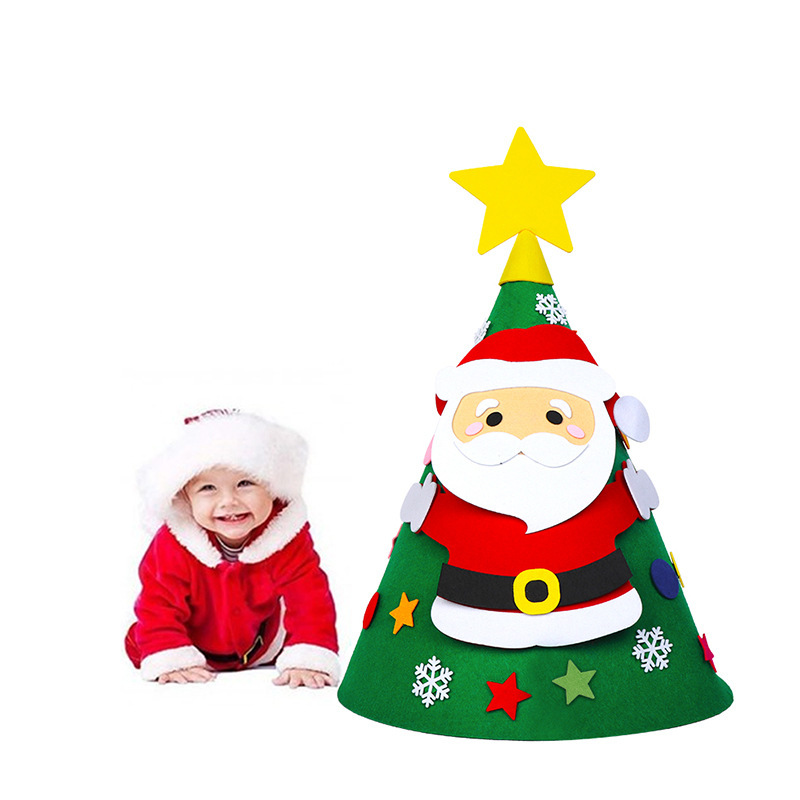 Nueva decoración de Navidad suministros entretenimiento en el hogar regalos de Navidad niños DIY fieltro árbol de Navidad juego juguetes