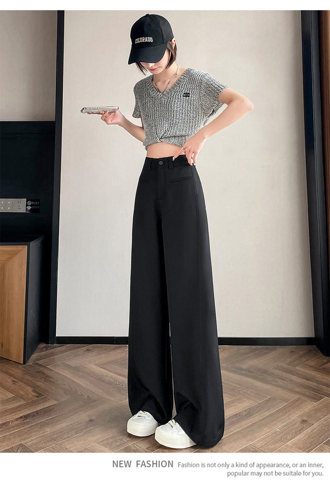 Quần tây nữ ống rộng lưng cao phom suông dài chấm gót — Mơ - Extra Long (Bộ sưu tập mùa xuân, 160cm trở lên), Mẫu Apricot-regular (dành cho mùa xuân và mùa thu, chiều cao dưới 159cm), Xám đậm - Dáng dài (mẫu xuân thu cho người trên 1m60), Xám đậm-đường kính (mẫu xuân thu dưới 159cm) chi tiết 38